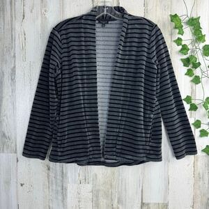 Talbots velvet sweater jacket open cardigan black & gray women's size small P